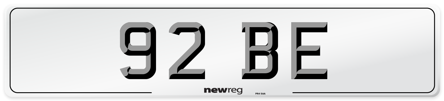 92 BE Number Plate from New Reg